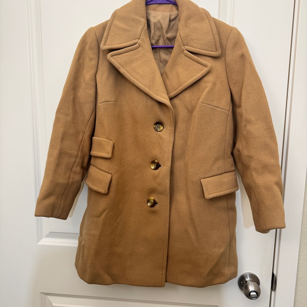 Classic Pure New Wool Made in the UK Tan Women's Pea Coat